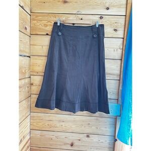 Jessica Sport Grey Cotton Blend A-Line Midi Skirt Size 10 Button Detail 83204